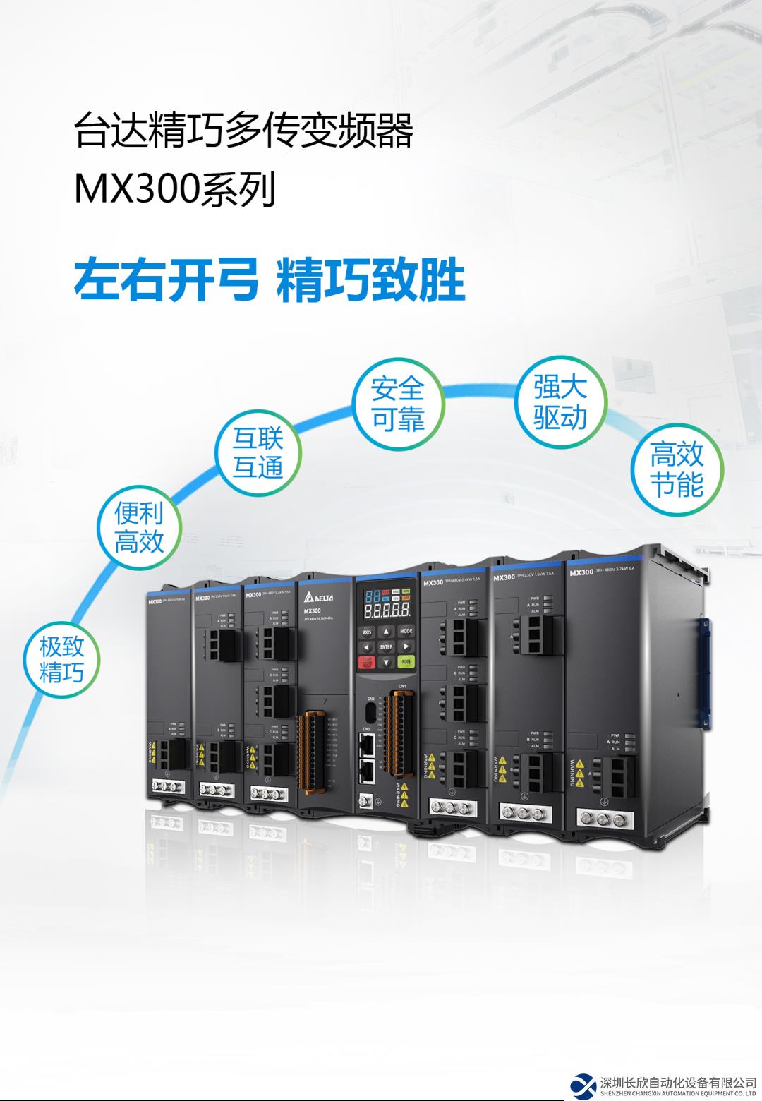 重磅新品上市 左右開弓，精巧致勝 臺達精巧多傳變頻器MX300系列