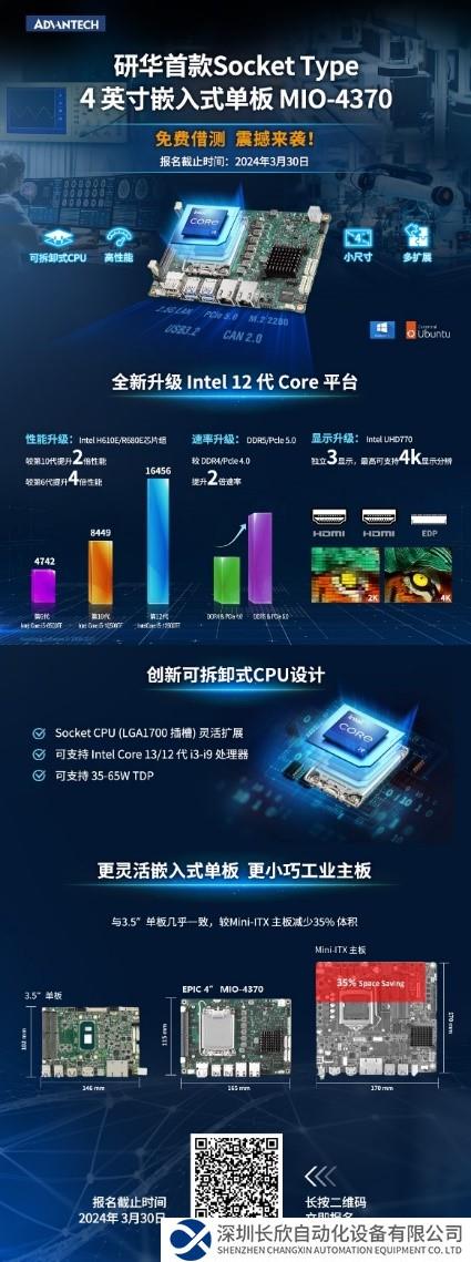 免費(fèi)借測(cè)，限時(shí)體驗(yàn) | 研華Socket Type 4英寸嵌入式單板MIO-4370來(lái)襲！